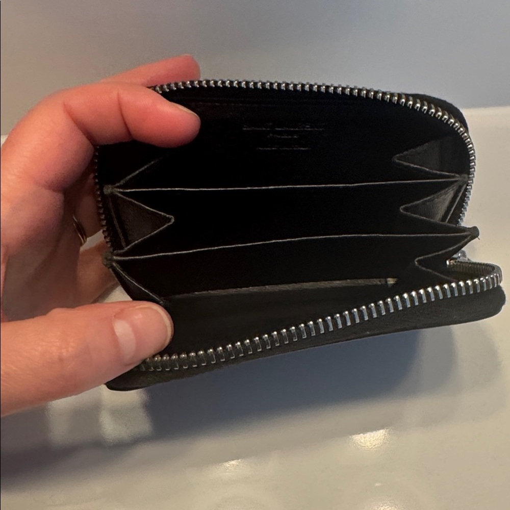 Saint Laurent Black Leather Zip-Around Card Wallet - Picture 8 of 10